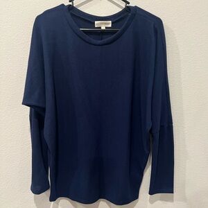 Navy Blue Long Sleeve Fleece Top Size L by Perfect Peach